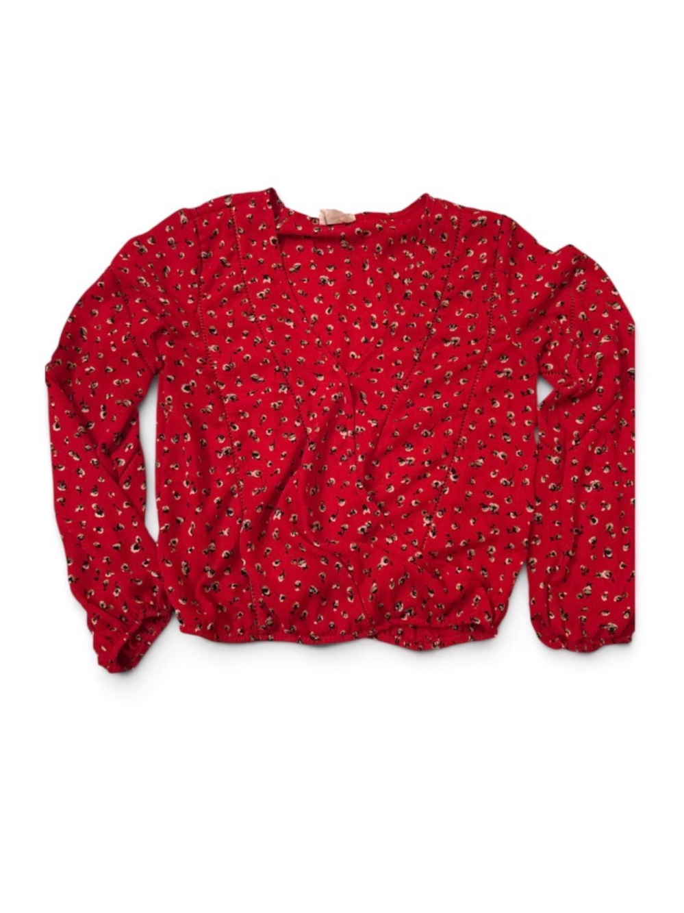Sienna Sky Red Floral V-Neck Long-Sleeve Blouse